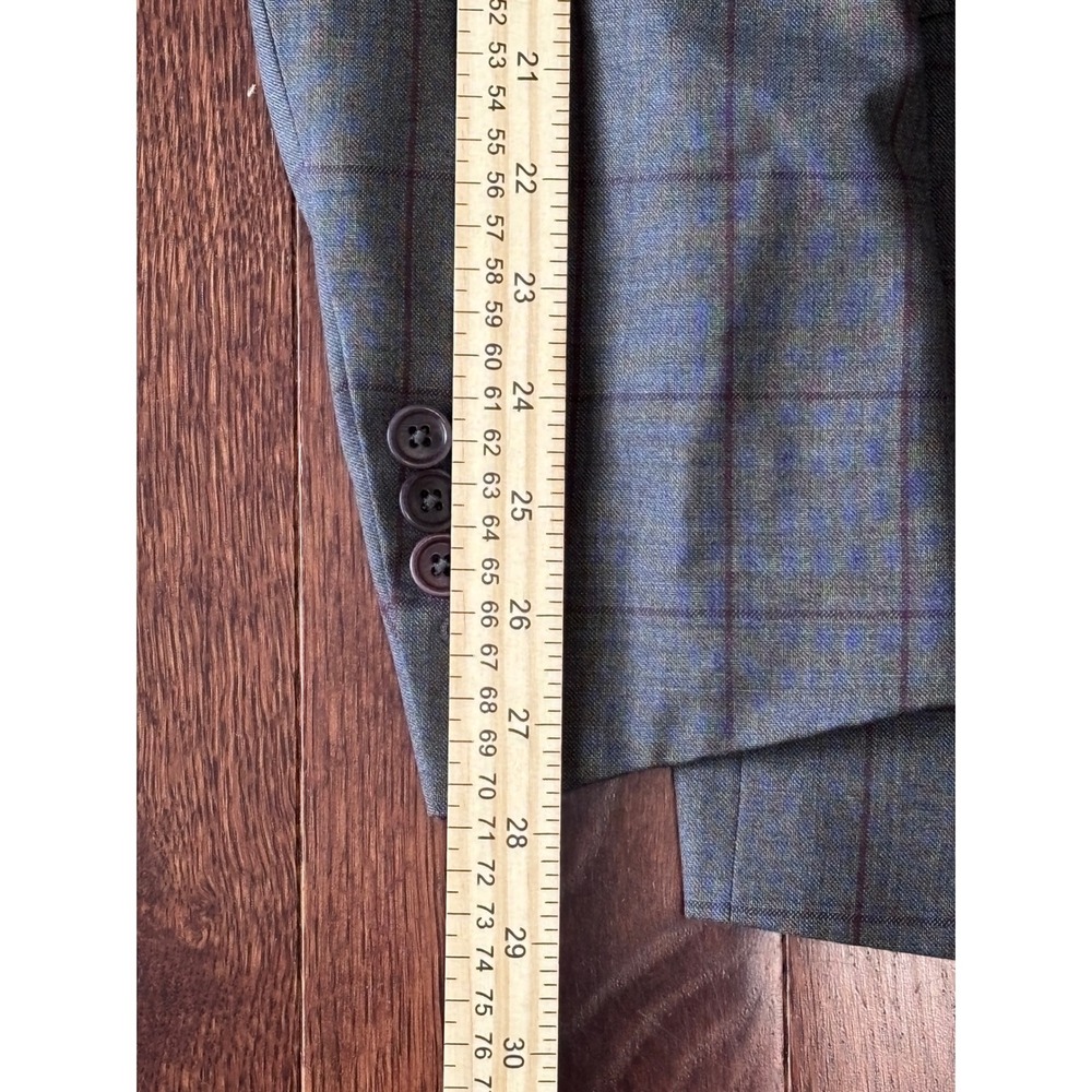 Coppley Suit 42R‎ Tollegno Super 120s Wool Grey Windowpane Made Canada 33x35 - Picture 10 of 16